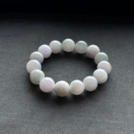 天然A貨翡翠 淡紫羅蘭飄綠花翡翠手串