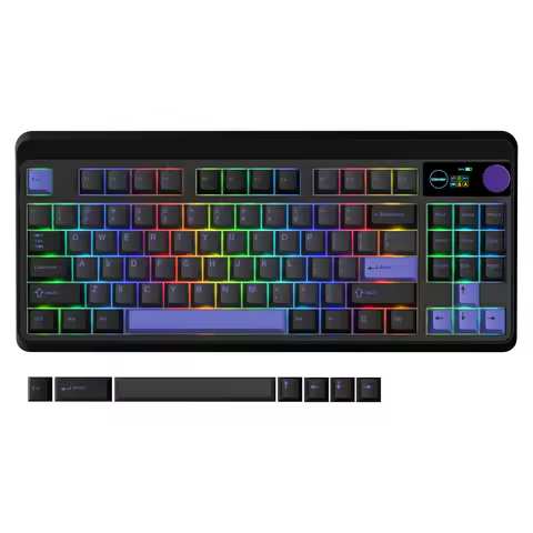 womier M87 Pro Hot Swap TKL RGB Mechanical Keyboard 3-Modes Gasket Retro Keyboard OLED Display Knob 
