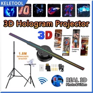 3D Hologram Fan WiFi APP Control LED Holographic Advertising Projector 244pcs HD Beads for Shop Bar 