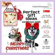 [fourlittlepaws] SG stocks Christmas Headband Crochet Bib Hat Merry Christmas Toys for Pets Plush Crinkle Gift Ideas