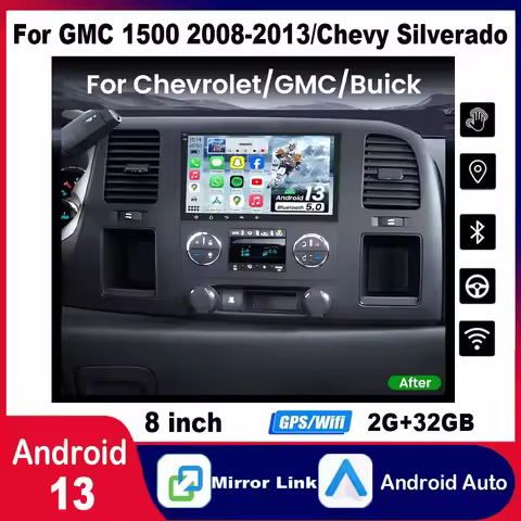 Car Stereo Radio Navi 8" Bluetooth for GMC Sierra 1500 2008-2013 for Chevy Silverado Android 13 Fit 