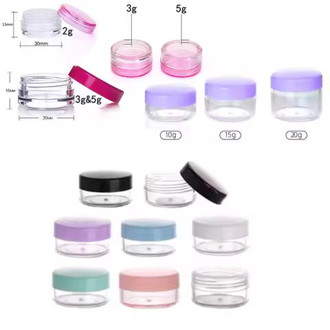 5pcs 2g/3g/5g/10g/15g/20g Empty Plastic Cosmetic Makeup Jar Pots Transparent Sample Bottles Eyeshado