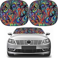 Moukeren 2 PCS Windshield Sun Shade for Car Foldable Window Covers for Car Accessories Reflect UV Su