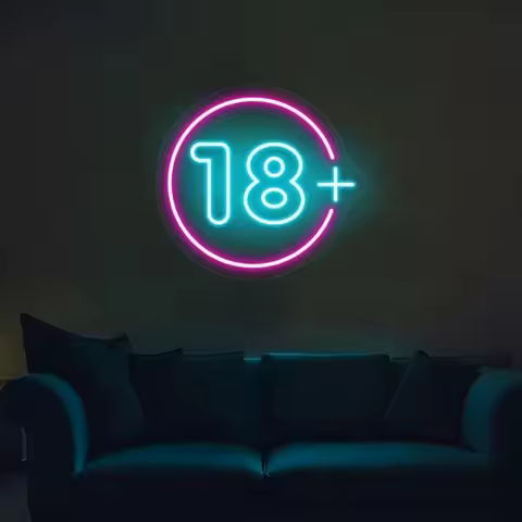 18+ Neon Sign 18 plus neon sign Adults Only Sign, Bar Decor Neon Light Adult-Themed Wall Art LED Lig