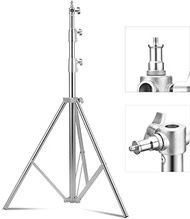 SUPON Stainless Steel Light Stand 110" /2.8m, Spring Cushioned Heavy Duty Tripod Stand with 1/4-inch to 3/8-inch Universal Adapter for Studio Monolight Softbox Reflector Photography Portrait Video