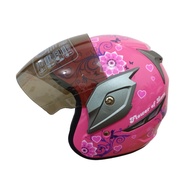 VIRTUE Helm SNI Half Face Wanita Cewek Perempuan Remaja Dewasa Motif Bunga Flower Original Kaca Anti