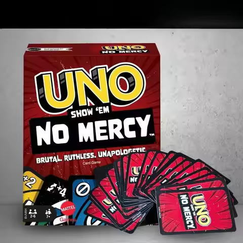 100% Original Mattel UNO Show ‘Em No Mercy Card Game Deck Poker Geunine Brand Christmas Gifts Table 