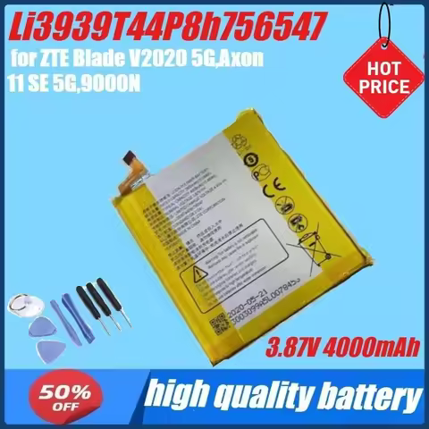 3.87V 4000mAh Li3939T44P8h756547 Battery for ZTE Blade V2020 5G,Axon 11 SE 5G,9000N,Axon 10 Pro 5G,A