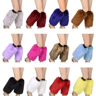 LU Solid Color Faux Fur Boots Cover Leg Warmers Winter Thick Calf Socks for Women