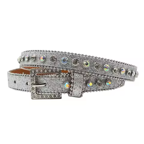 Luxurious Gothic Metal Square Buckle Rhinestone Belt Body Four Seasons Y2K Womens Jeans Belt Punk Wo