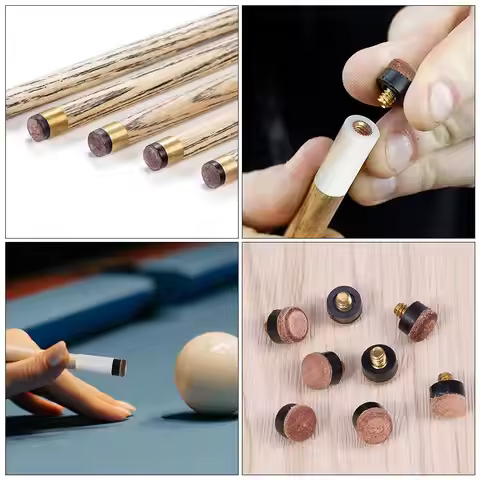 20Pcs Pool Cue Tips PU Screw-on 10Mm Billiard Replacement Tips for Snooker Table Accessories Tip Cue