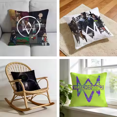 Watch Dogs 2 Cushion Cover Short plush pillowcase for bed sofa car，washable