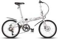 Fashionable Simplicity Adults Unisex Folding Bikes 20 6 Speed High-carbon Steel Foldable Bicycle Lightweight Portable Double Disc Brake Folding City Bike Bicycle " (Color : White)