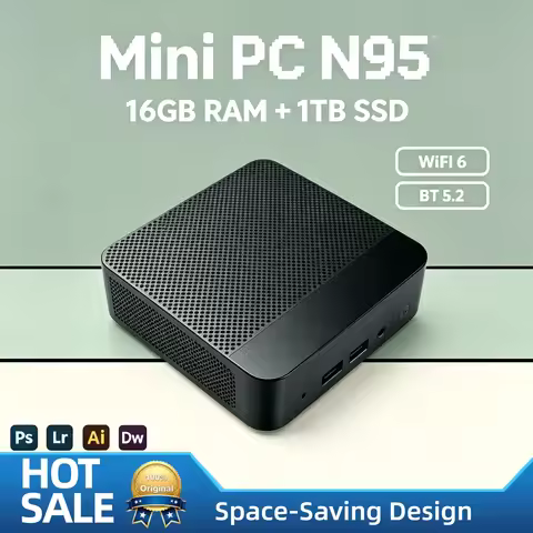 Intel N95 Mini Desktop 16GB DDR4 512GB NVMe SSD Triple 4K WiFi6 BT 5.2 Silent Cooling Home Office Pr