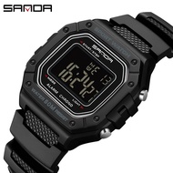 SANDA Fashion Mens Watch Military Water Resistant Sport Watches Army Big Dial LED Digital Wristwatches Stopwatches For Male