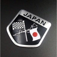 Japan Black F1 Flag Sticker Logo Metal Badge Emblem