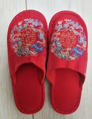 紅色繡花囍字拖鞋