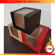 KW665 Kraft L-Shaped Transparent Cake Box-5 Inch Height-10pc/pkt