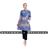 Baju batik couple kebaya warna blue terbaru Baju couple ayah dan anak warna biru muda motif saroja B