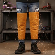 [deevoka] Bovine Leather Metalworking Spats Anti Scald Leather Yellow Short Velcro