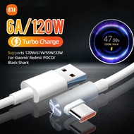 Xiaomi สายชาร์จเร็ว USB 6A 120W ของแท้สำหรับ Mi 12 11 poco X5 X4 Pro redmi Note 8 9 10 11 90องศาชนิด