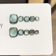 ((Original) Handmade Toenail Nail Patch Manicure Patch Gradient Strobe Cat's Eye Solid Color Fake Na