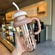 1300ml Ice Coeam Water Cup Bottle Botol Minuman Air Besar Outdoor Travel High-Looking Straw Sports