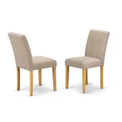 ABP4T04 Abbott Parson Dining Chairs - Light Tan Linen Fabric Padded Dinette Chairs, Set of 2, Oak