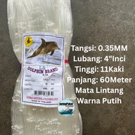 035MM X 102MM (4 Inci") X 70MD X 600ML Pukat Jaring Ikan / Mata Lintang / Warna Putih / Isi Kosong /