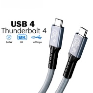 Kabel USB4 40Gbps 240W Thunderbolt 4 jenis C cepat mengecas kabel Thunderbolt3 USB C ke C kabel pemi