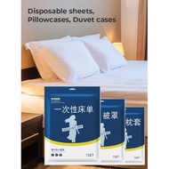 [local SELLER] Disposable Quilted Linen Bed Sheet for Travel Hotel Stay Staycation with Duvet Cover 