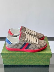 🎀順豐包郵 全新Gucci Ace 鸳鸯尾 GG帆布蛇皮 米棕紅藍