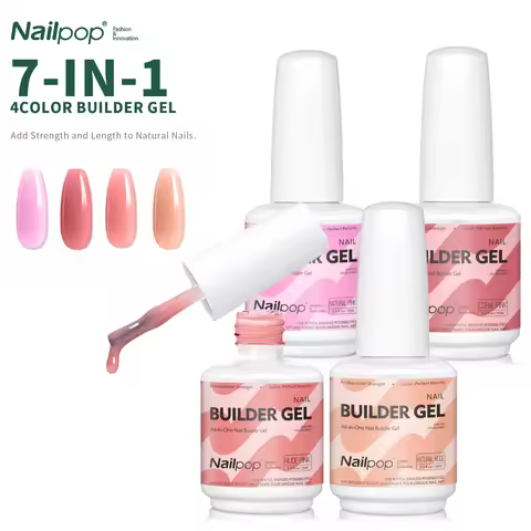 Nailpop 7-in-1 Builder Nail Gel HEMA/TPO Free Fast Building Gel Nail Polish 8 Colors Nail Tip Reinfo