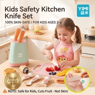 YIMI 16PCS Kids Knife Set Toy Toddler Kitchen Cooking Set Safe Plastic Knive Toys With Cutting Board