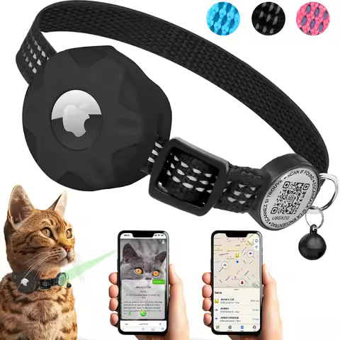 for Apple Airtag Cat Collar with QR Tag, Air Tag Pet Collar with Air Tag Holder & Cat Tag, Reflectiv