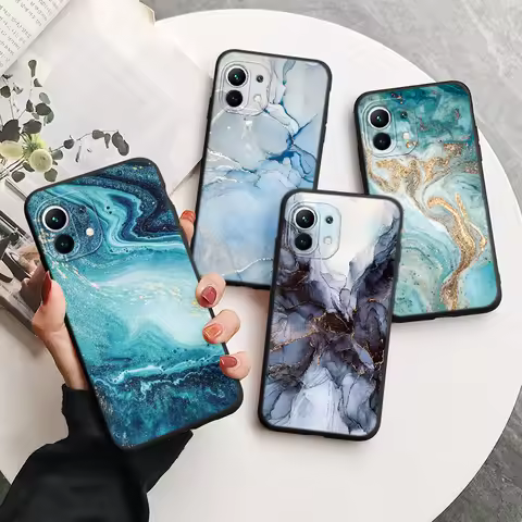 Luxury Gradient Blue Ocean Marble Case For Xiaomi 11t 11 T Pro Mi11 Pro Lite Mi11t 13T 12T Square Si