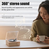 Retro Wireless Speaker Bluetooth 5.0 Stereo Music Player Desktop Alarm Clock Vintage Vinyl Reco VGL
