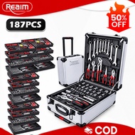 REAIM 187Pcs Tool Box Set Tools Set For Motorcycle/Car Socket Wrench Set Heavy Duty Tools Set