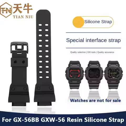 GX-56 Waterproof Resin Silicone watchband for G-SHOCK Casio Giant G-Block GX-56BB GXW-56 Black Silic