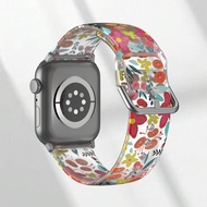 Colorful Flower Pattern 1pc Soft Elastic Breathable Comfort Replacement Wrist Band Strap Compatible