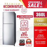 Sharp 360L J-Tech Inverter 2 Door Refrigerator SJ366MSS | AG CU Nano Deodoriser | 5 Star Engergy Rat