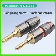 【2PCS】24k Gold Plated Copper Banana Plug 12 - 18 AWG Gauge Size 4mm For Speaker Amplifier Cable Wire