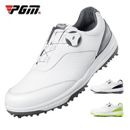 PGM Mens Golf Shoes Men's Waterproof Skid-proof Sneakers Knob Strap with Removable Spikes Sports Wear White Casual XZ170