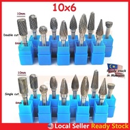 10x6mm Tungsten Carbide Burr 6mm Single Cut Double Cut Rotary Porting Tool Mata Porting Mata Korek