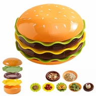 Stackable Hamburger Plate Set Burger 6 Layers Mini Decor Table Bone High Value Spit Dinner K7n1