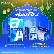 Kertas A4 Double A 80gsm (1 kotak/5 rim) - Percuma 1xDoubleA Mini Box
