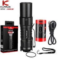 Mini Flashlight Rechargeable XP-L HD 1000LM Compact Dual-Switch Tactical Torch With 16340 Battery for Camping,Hiking-KLARUS XT1C