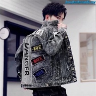 Ready Stock jaket jeans lelaki bomber jacket Spring and Autumn denim men's Korean version of slim em