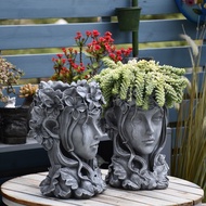 CAPA Handmade Girl for Head Shaped Flower Pot UV Epoxy Mold Pen Holder  Holder Cement Pot Planter Resin Silicone Mould