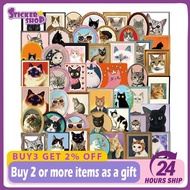 50pcs Fun Cat MEME Cartoon Cute Stickers Toys Stationery Guitar Bicycle Laptop DIY Stickers